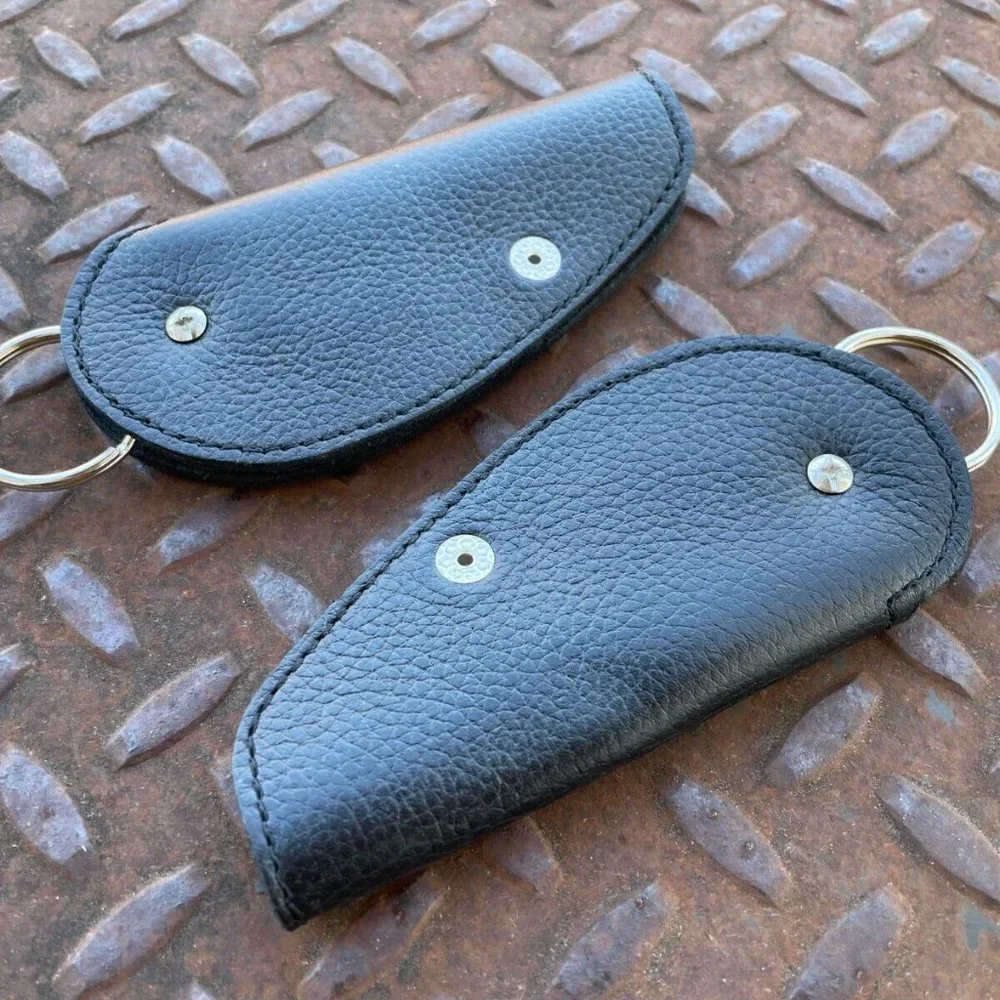 Genuine Leather Keychains Black Handmade Keys Holder Lot of 2 Keyrings Keyfobs